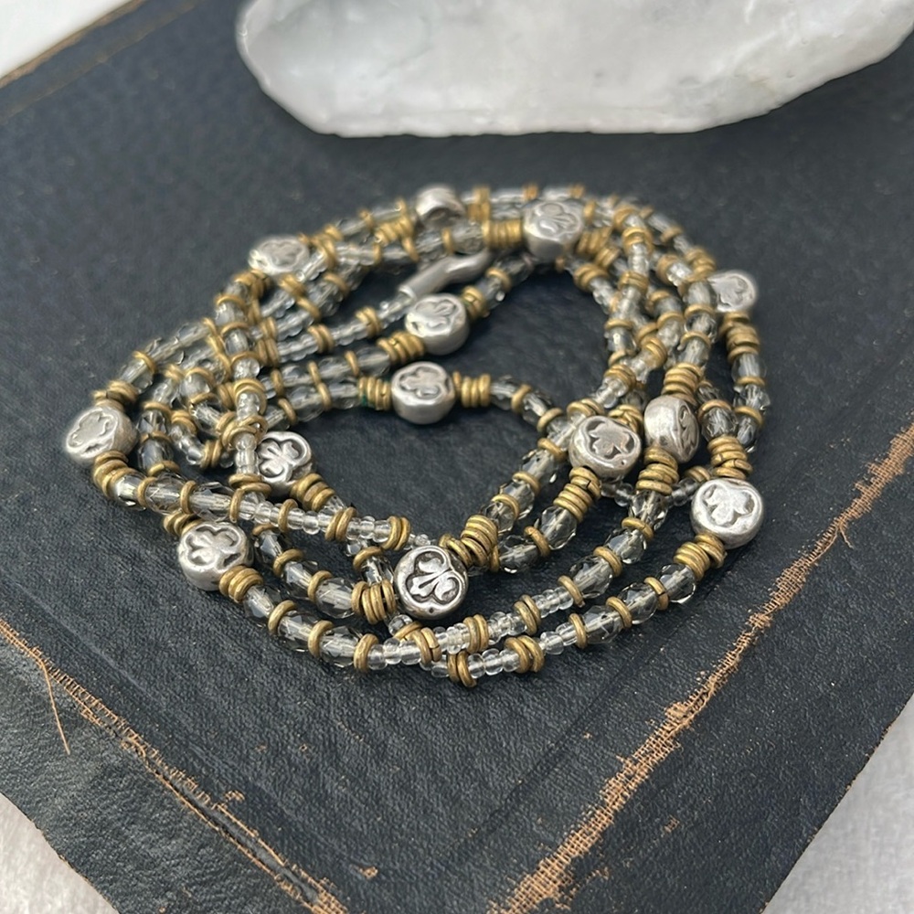 Vintage sterling necklace | Quartz | Brass Beaded | Authentic Jewelry